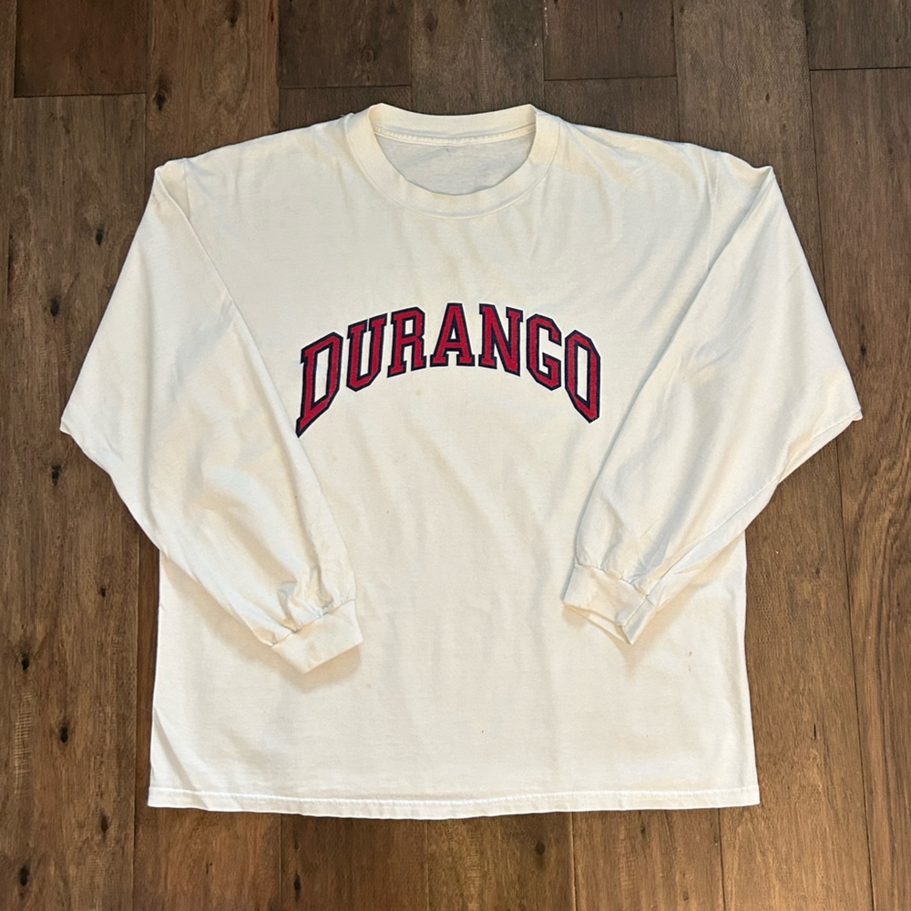 Durango White Long Sleeve Shirt with Red Graphic